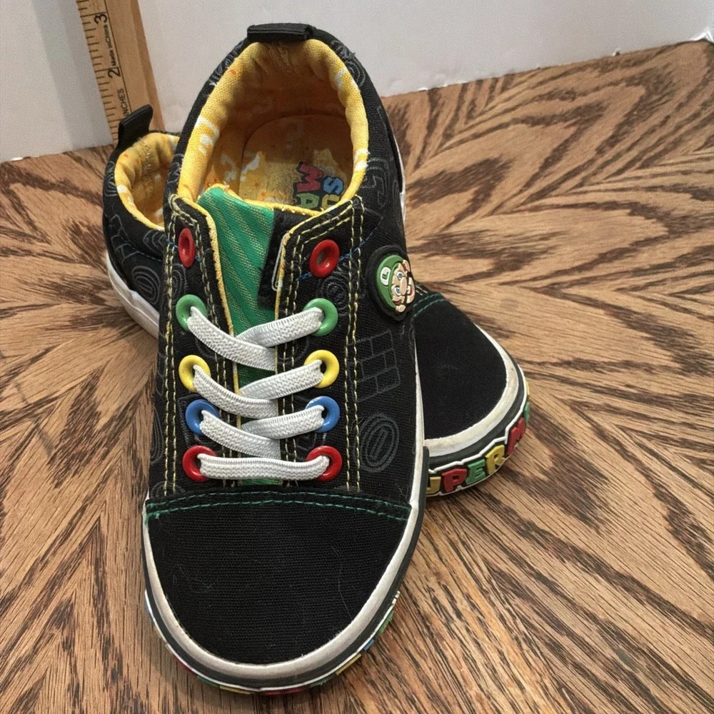RARE Super Mario LUIGI Canvas Lace-Up Sneaker Shoes Unisex Toddler 10‎